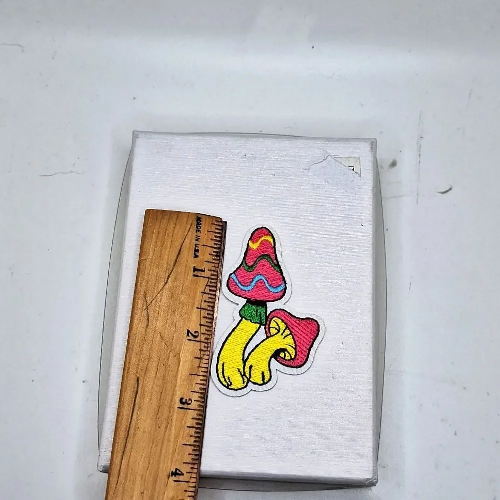 blacklight mushroom iron on patch Hippie vibes